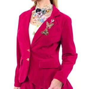 NWT Aratta Jovie Blazer - Fuchsia - Velvet Jacket - Pink - Size Medium